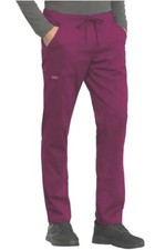 Cherokee Workwear Scrubs Unisex Tapered Leg Drawstring Pants 2XL WW020 WIN Wine