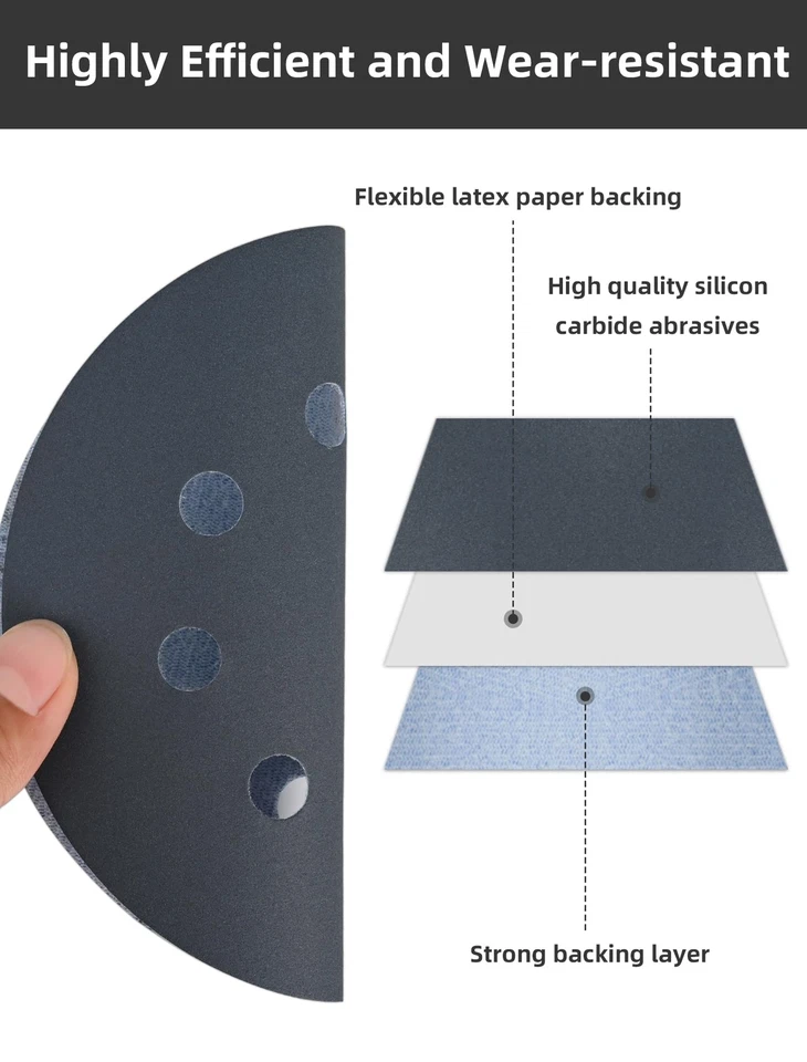 Disque Poncage 125mm Grain 320/400/600/800/1000 Papier Poncer Disques Abrasif... - Photo 3/4