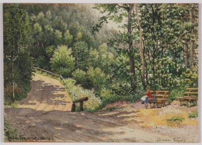 ''Forest Road'' by Hermann Schmid (1870-1945), watercolor, 1922 (1)