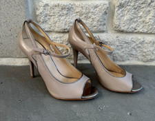Open-toed gray high heel shoes, size 7 M
