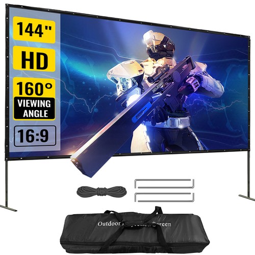 Outdoor Movie Screen w/ Stand,180 Inch & 16:9 HD,160° Wide Angle