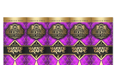 Billionaire Wraps - Majestic Grape Flavor - 5 Pouches, 10 Wraps Total!