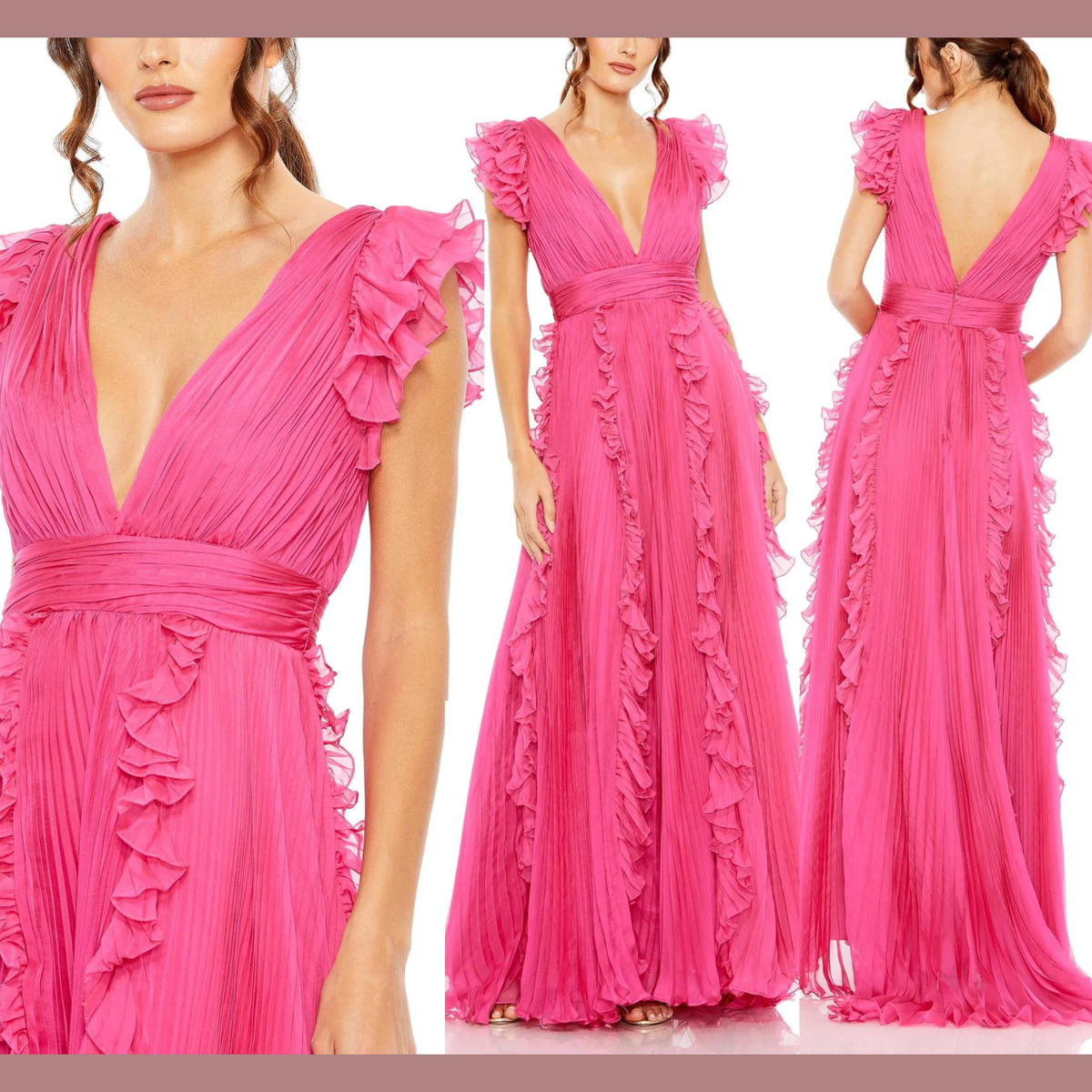 NEW IEENA Mac Duggal [ 20 ] Pleated Ruffle Cap Sleeve Flowy