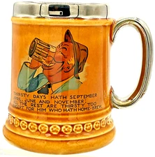 Vintage Thirsty Days Beer Stein Lord Nelson Pottery Man Cave Bar MCM Home Brew