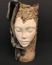 Freeform Clay Vase With Face