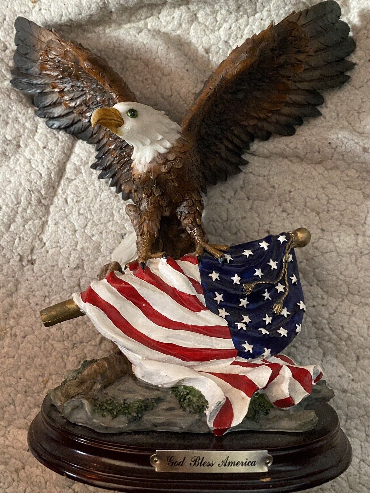 American Eagle Statue With Flag