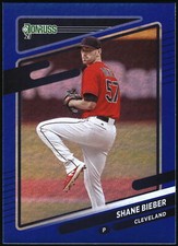 2021 Donruss - Retro 1987 Materials #183a Shane Bieber Holo Blue
