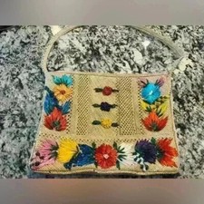 Vintage burlap flower bag from Jamaica
