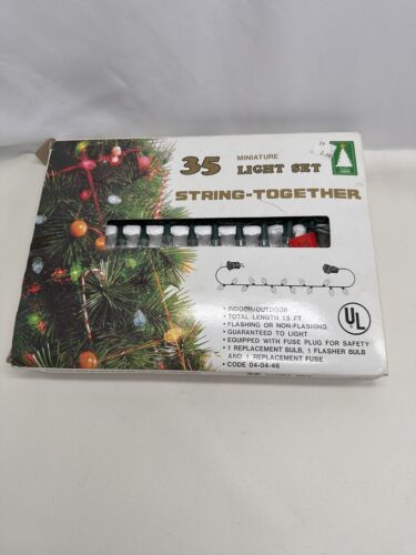 NOS Vintage Trim A Home 35 Miniature Diamond Light Set Christmas Clear Color