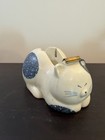 VTG White/Blue Cat Ceramic Pottery Desktop Tape Dispenser Cottage Core Cozy — photo 1