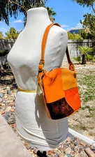 Vintage Tennessee Village Cobbler Leather Patchwork Hobo Shoulder Handbag EUC