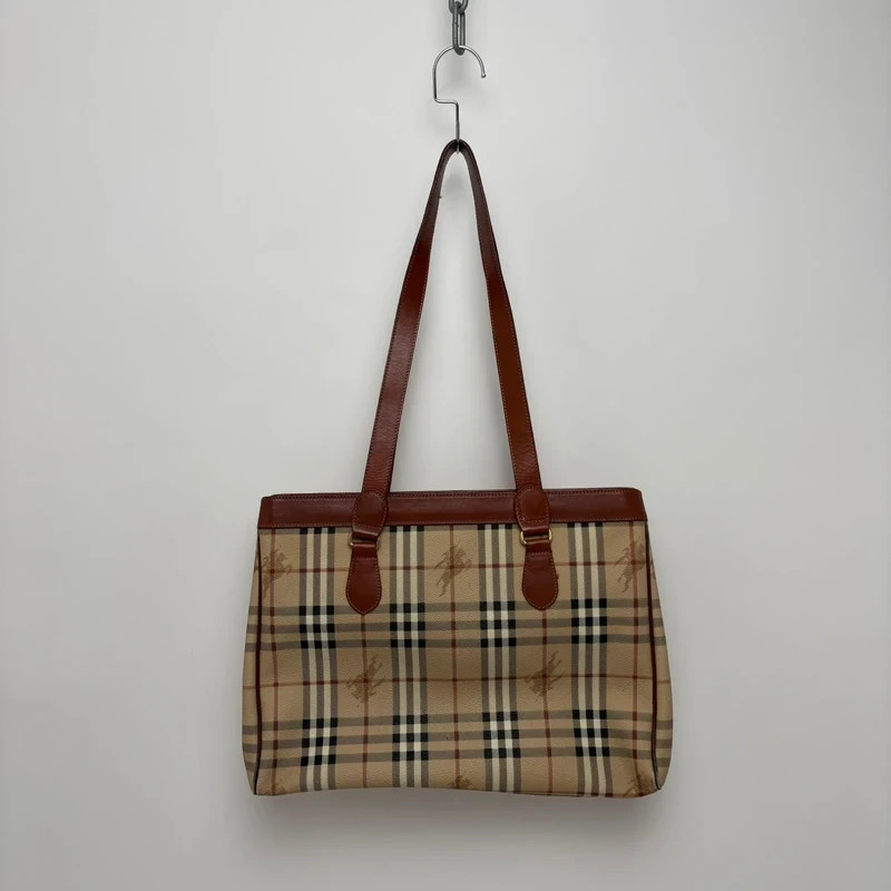 Burberry Haymarket Nova Check Canvas/Leather Vintage Tote Bag image 2