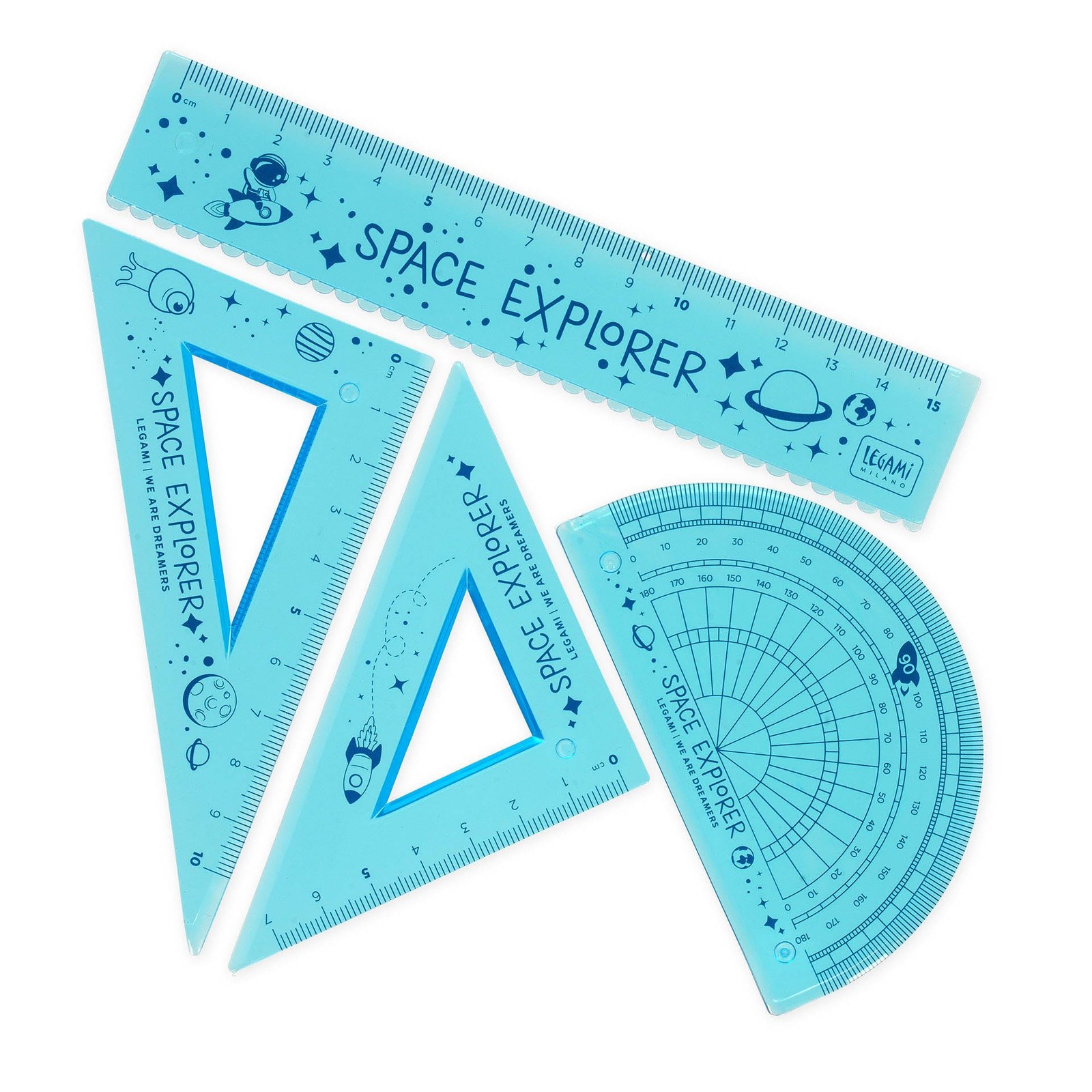 Legami - Geometry Set with Ruler 15 cm 60 Set Square 10 cm Protractor 180 fo 2290₽