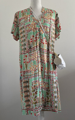 Tolani Collection Multi-Color Print Shirt Dress Short Sleeve Large