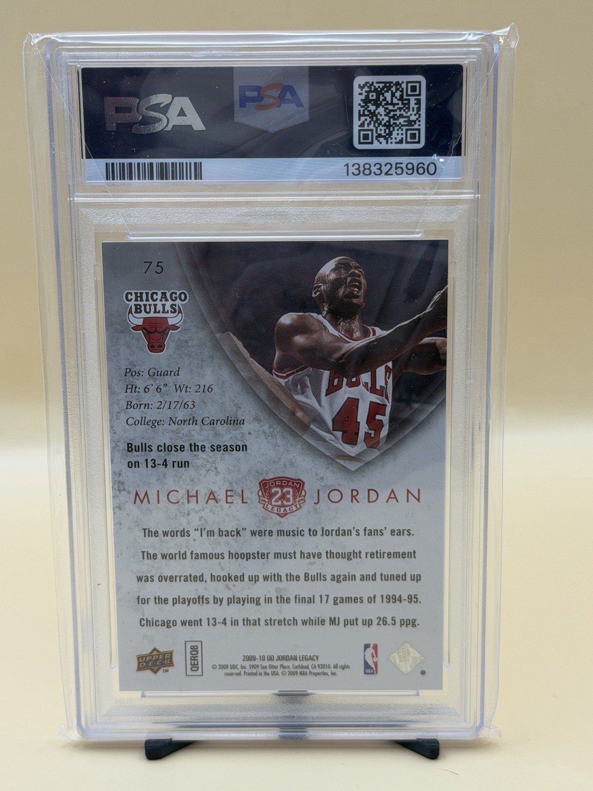 2009-10 UD Jordan Legacy Hall of Fame Edition Gold- Michael Jordan #75 PSA 10 view 2