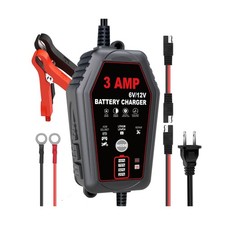 3 AMP Motorcycle Battery Charger and Maintainer, 6V/12V Smart Fully Automatic...