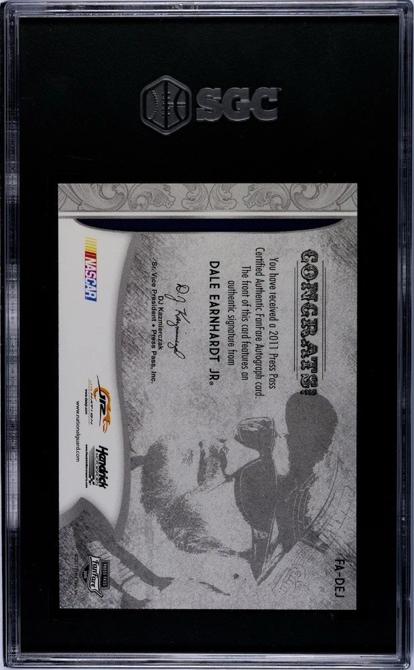 Dale Earnhardt Jr. 2011 Press Pass Fanfare Autographs Gold #8/10 Car # SGC 10 - Image 2 of 2