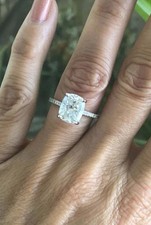 Cushion Cut Moissanite Engagement 14K White Gold Plated 2.00 Ct Women's Ring