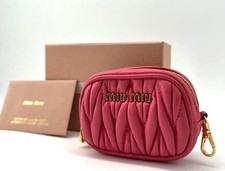 MIU MIU Pink Matelasse Quilted Leather Pouch with Box Womens Small Cosmetic Bag