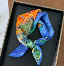 100 Silk Mulberry Scarf Shawl Neckerchief oil painting Print Bandann Square 21''