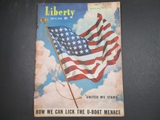 LIBERTY MAGAZINE 1942 JULY 11 AMERICAN FLAG COVER UNITED WE STAND WWII Patriotic LIBERTY MAGAZINE 1942 JULY 11 AMERICAN FLAG COVER UNITED WE STAND WWII Patriotic