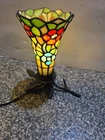Tiffany Style Vtg Lamp 8 " Stained Glass Flowers Baroque Poppy Flower Works