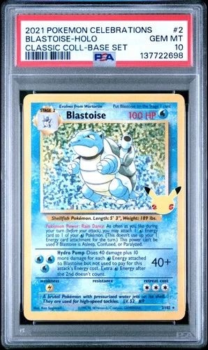 2021 POKEMON CELEBRATIONS CLASSIC COLLECTION #2 BLASTOISE-HOLO PSA 10