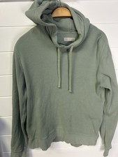 Everlane Womens Medium Sage Green Cotton Waffle Knit Pullover Hoodie