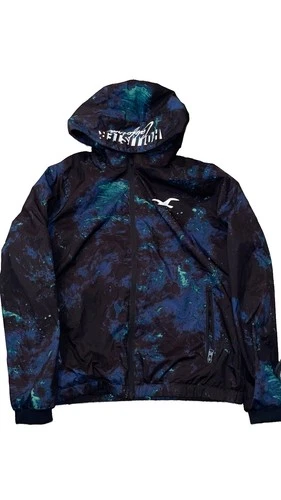 Hollister Jacket Mens Size S Cameo Hooded Lined Full Zip Windbreaker Logo - product listing photo