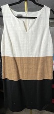 Talbots Textured Sheath Dress Women's Colorblock Cotton Sleeveless Sz 12