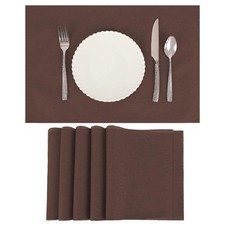6 PCS Linen Type Fabric Cloth Placemats 19x13 Inch Heat Resistant Brown