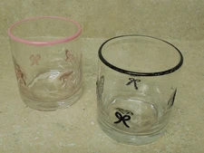 BLACK BOW and PINK BOW  Juice Glass SET 2 Anthropologie Dupe