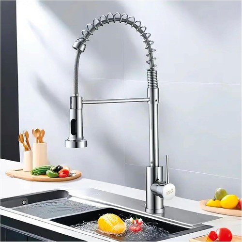 Miscelatore rubinetto cucina acciaio inox monocomando con doccetta canna lavello - Foto 2 di 6