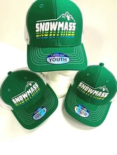 Set of 3 Ouray Youth Caps Hats NWT Mesh Snap Back Snowmass Green White Jr Kids