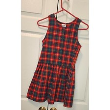 Girl Vintage Oshkosh Red Plaid Flannel Cotton Jumper Dress USA size 6/6X