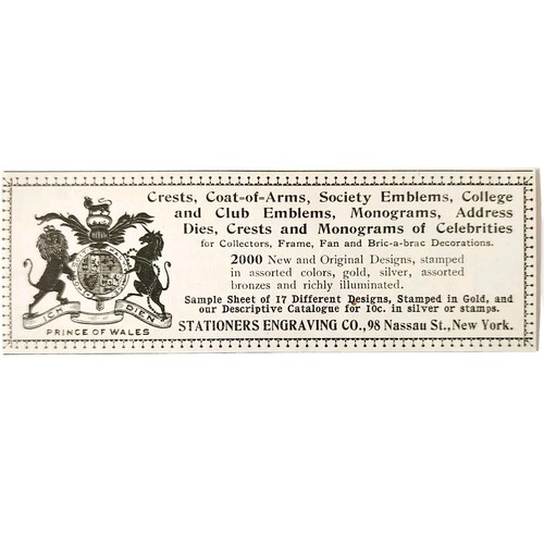 Stationers Engraving Co Nassau NY 1897 Advertisement Victorian Crests ADBN1A13