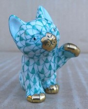 HEREND GREEN FISHNET SMALL CAT - 15512 - RARE.