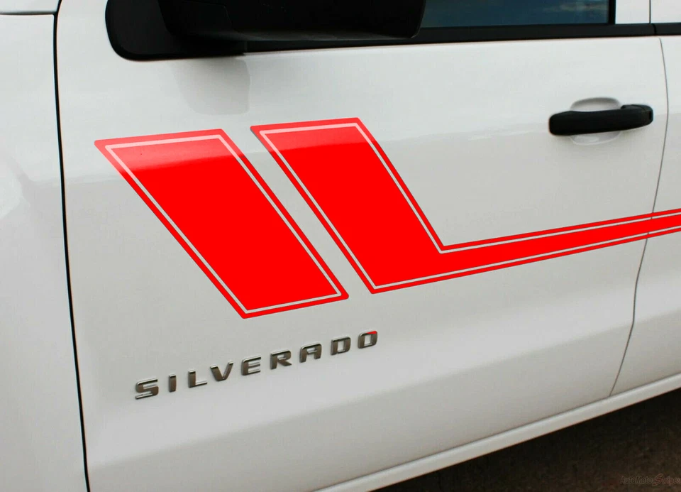 2x Red Sport Racing Car Side Body Fender Sticker Universal for Chevy Ram Ford - Image 3 of 4