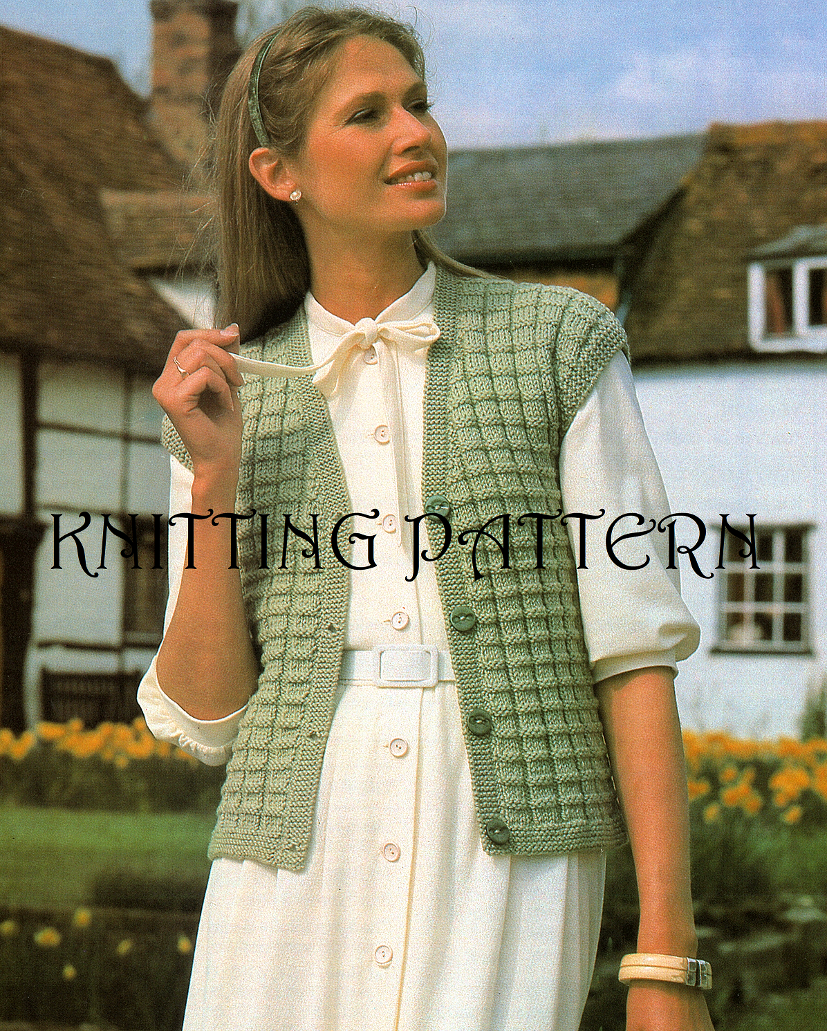 Ladies patterned waistcoat KNITTING 