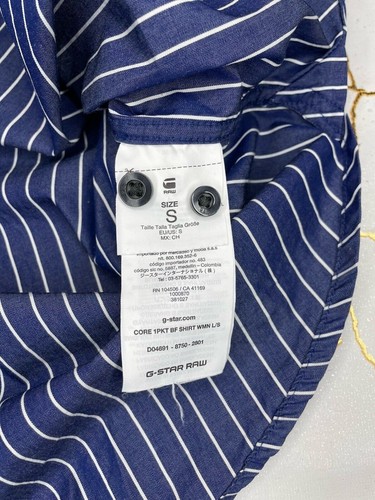 G-Star Raw Women Blue Striped Button Up Shirt Core 1PKTBF Shirt Size Small - Picture 10 of 11