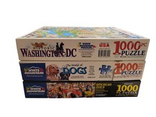 3 White Mountain 1000 Piece Jigsaw Puzzles Washington DC American Diner Dogs