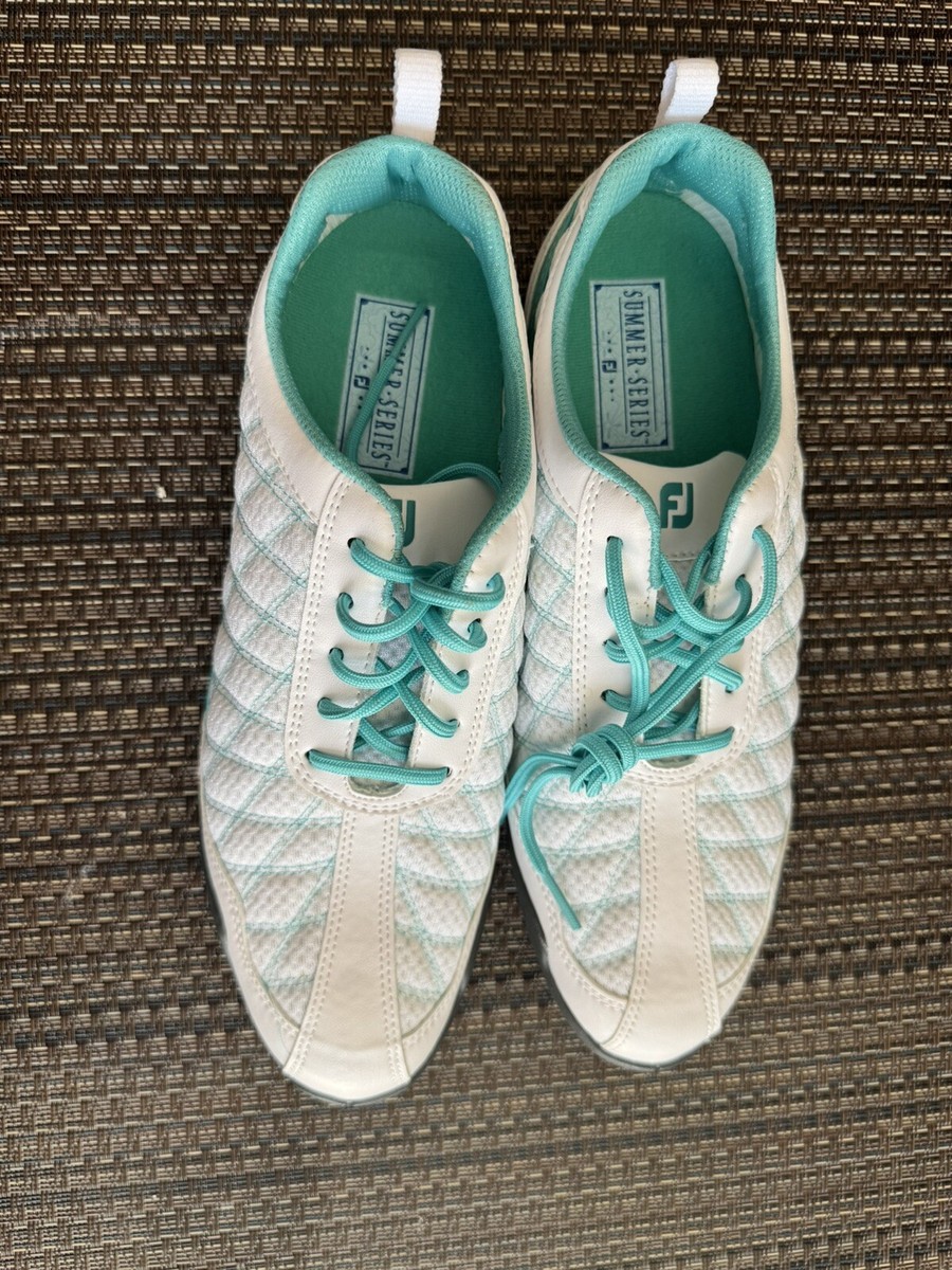 FootJoy Summer Series 98818 Women's Soft Spike Golf Shoe US Turquoise  White