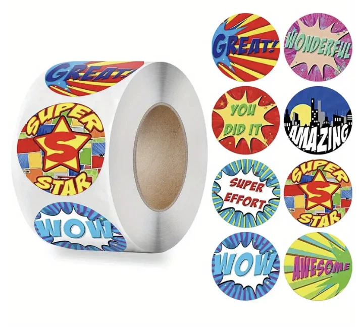 Positive Reward Merit Stickers 2.5cm 50/100pc Teacher Kids Classroom Award Party