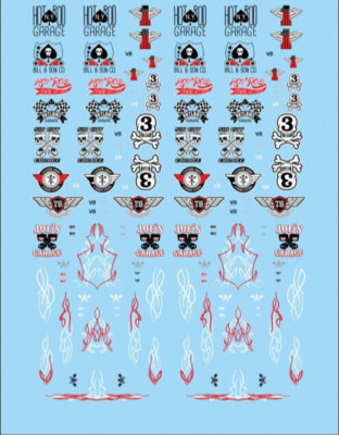 Hot Rod Garage Street Racing 1/87 Decals Black-White-Silver-Red