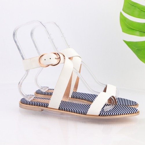 Ted Baker Womens Qeredas Sandal Size 40.5 10 White Leather Ankle Strap Flat Shoe - Picture 16 of 16