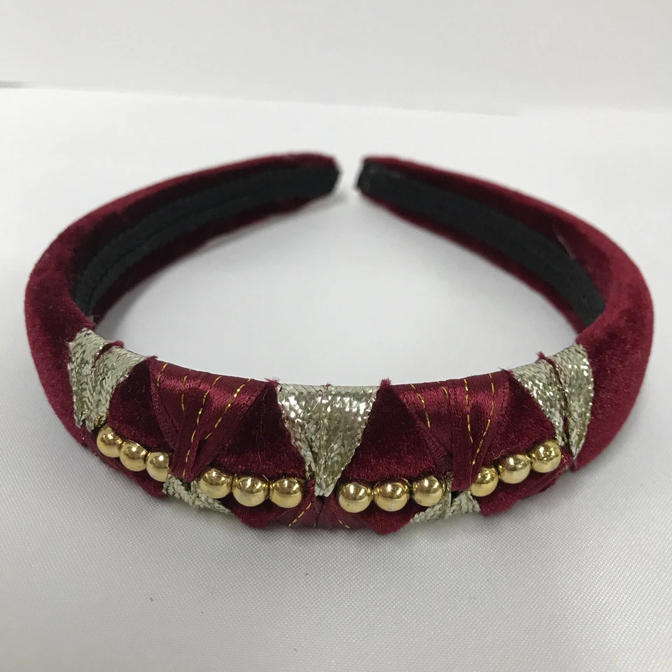 Juego de cuatro (4) diademas cintas para el cabello rojo marrón azul negro tono dorado Foto 4 de 4