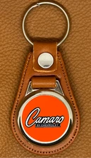 TAN High Quality 100% leather RETRO KEYCHAIN FOR  CAMARO 1968 1969 ECT