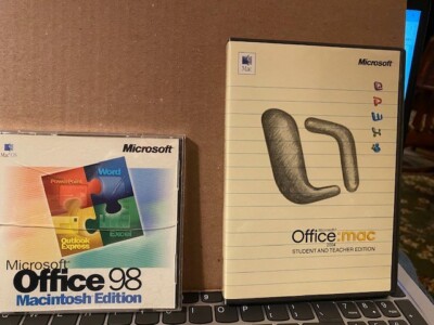 Lot Of 2- Microsoft Office  98 and 2004 For MacIntosh Cds With Cases And Manuals