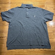 Polo Ralph Lauren Polo Shirt Mens 2XB Big Gray Golf Rugby Preppy White Pony Tops