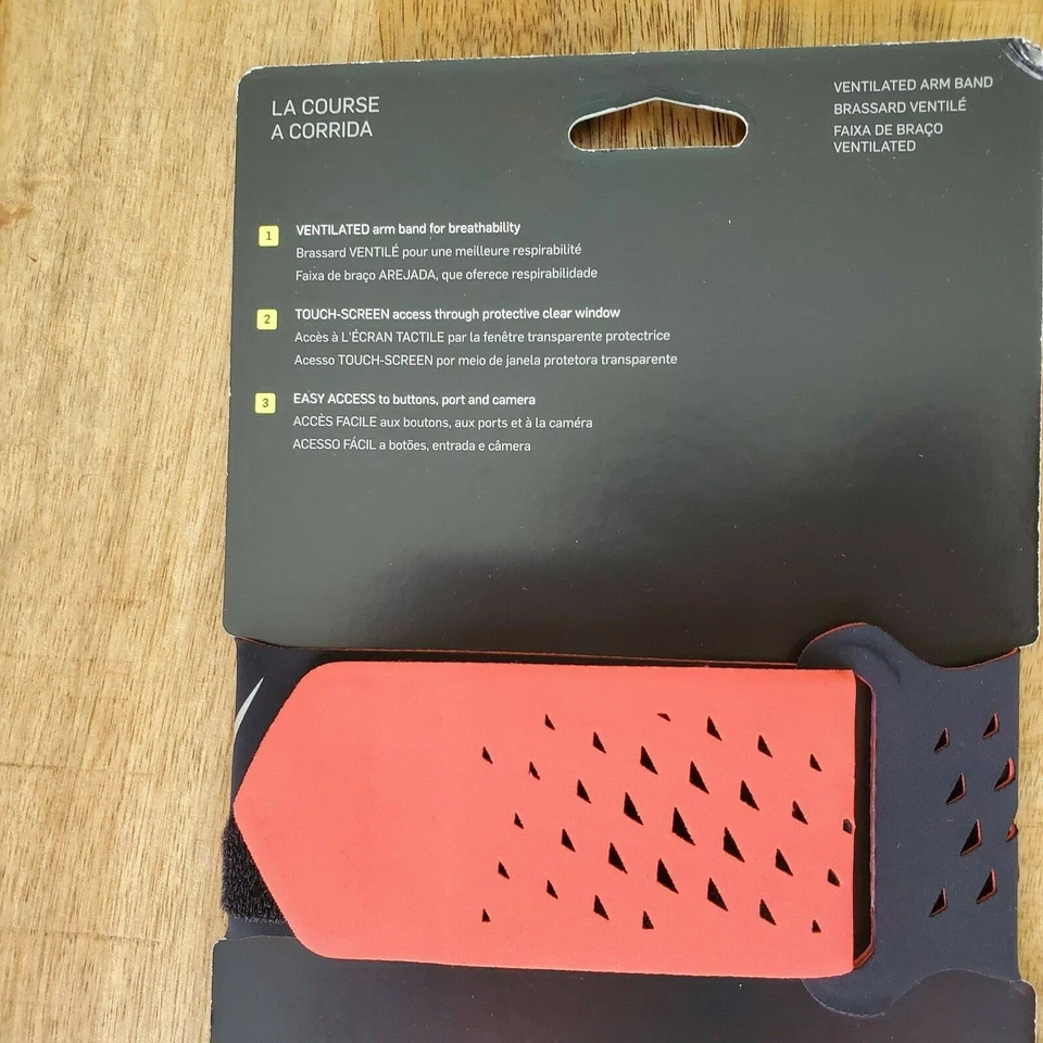 Nike Brazalete Brazalete Smartphone Estuche Correr Deportes Ventilado Negro Rojo Unisex Foto 3 de 3